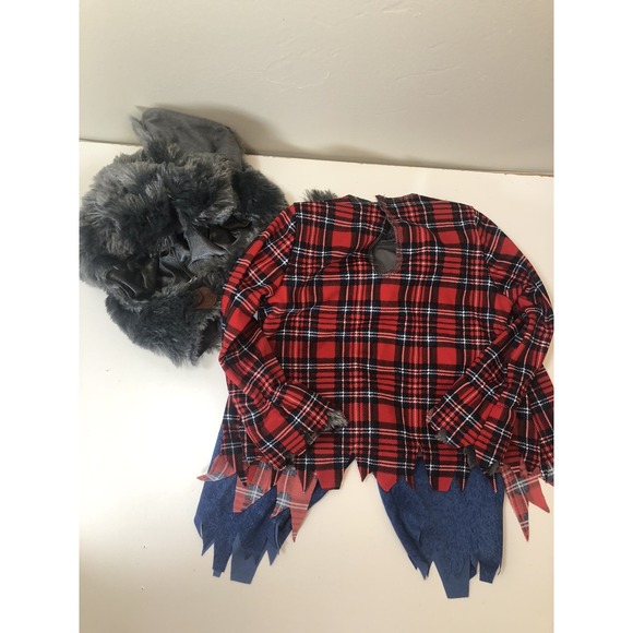 Spirit Red Plaid and Gray Fur Werewolf Costume - Picture 4 of 5